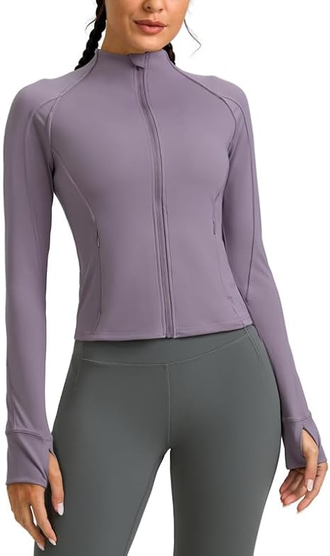 G Gradual Women's Cropped Workout Jacket Slim Fit Full Zip Athletic Running Gym Jackets for Women with Thumb Holes Pockets