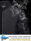 Men's Bomber Jacket Lightweight Casual Spring Fall Windbreaker Zip Up Coat with Pocket