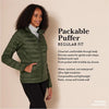 Women's Lightweight Long-Sleeve Water-Resistant Packable Puffer Jacket (Available in Plus Size)