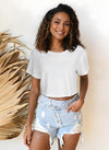 Womens Summer Crop Tops Short Sleeve Round Neck T-Shirts Loose Fit Casual Blousea