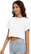 Womens Summer Crop Tops Short Sleeve Round Neck T-Shirts Loose Fit Casual Blousea