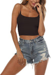 Women's Basic Solid Cami Spaghetti Double Layer Crop Tank Top