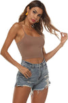 Women's Basic Solid Cami Spaghetti Double Layer Crop Tank Top