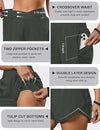 Blooming Jelly Women's Workout Shorts Athletic Running Shorts Crossover High Waisted Gym Shorts with Zipper Pockets