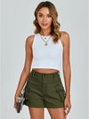 Cargo Shorts for Women Trendy High Waisted Casual Summer Stretchy Utility Cut Off Shorts with Pockets