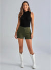 Cargo Shorts for Women Trendy High Waisted Casual Summer Stretchy Utility Cut Off Shorts with Pockets