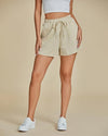 Striped Shorts for Women High Waisted Beach Casual Drawstring Pull On Elastic Waist Summer Shorts with Pockets